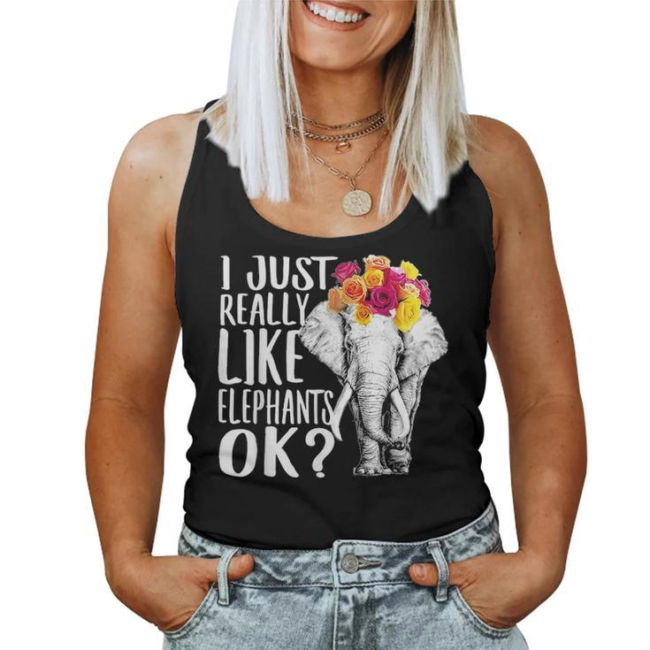 Just Really Like Elephants Love R Dad Mom Boy Girl Funny Women Tank Top Basic Casual Daily Weekend Graphic