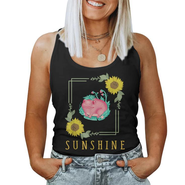 Kawaii Frog Aesthetic Green Frogs Things Sunflower Sunshine  Women Tank Top Basic Casual Daily Weekend Graphic
