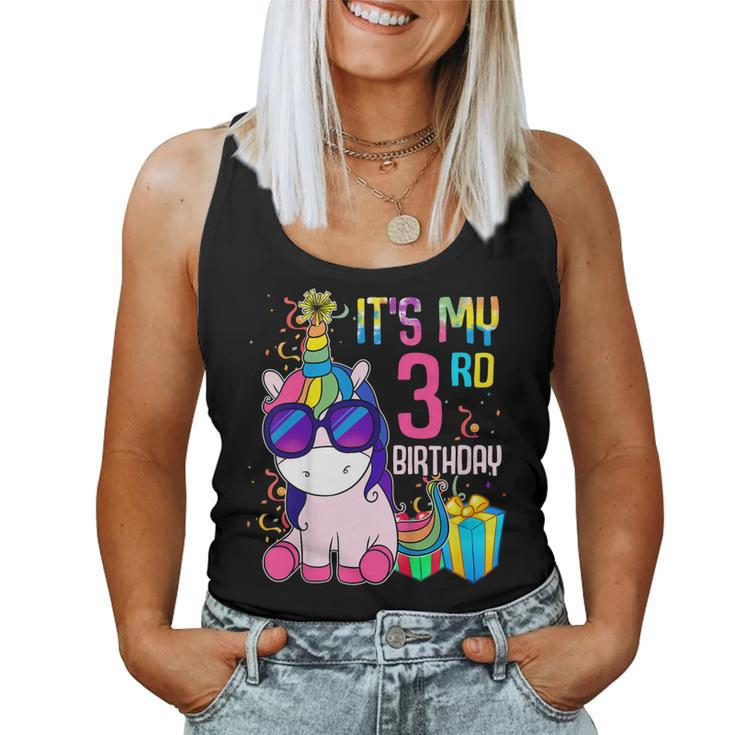 Kids 3 Years Old 3Rd Birthday Unicorn Shirt Girl Daughter Pa Women Tank Top
