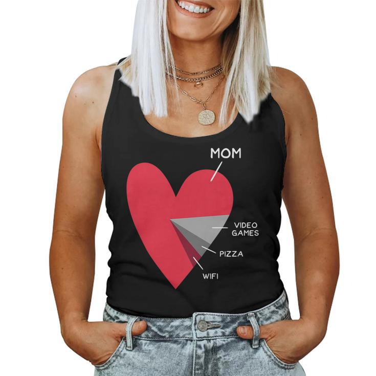 Kids Heart Mom Video Games Pizza Wifi Valentines Day Women Tank Top