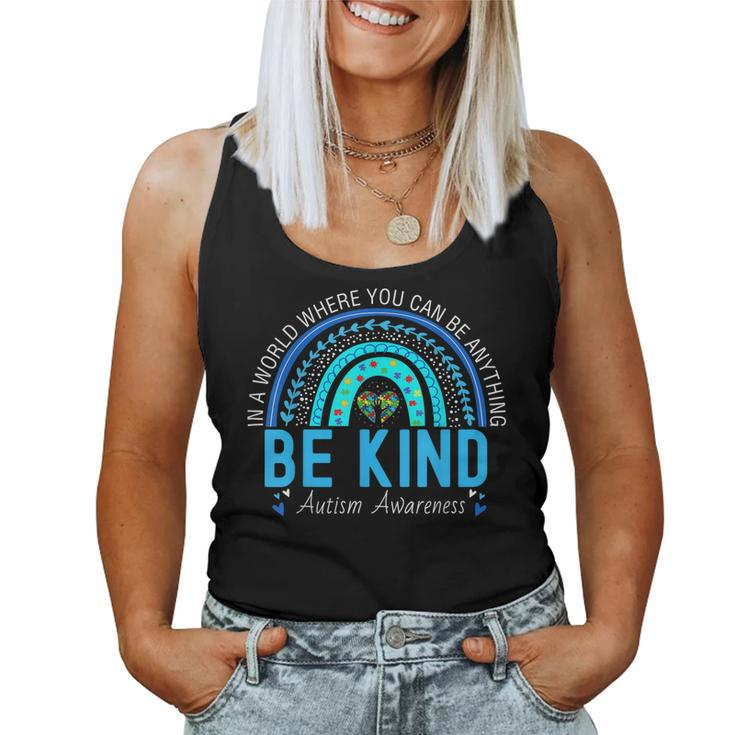 Be Kind Autism Awareness Leopard Rainbow Choose Kindness Women Tank Top