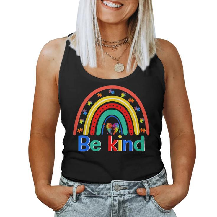 Be Kind Rainbow Kindness Inspirational Autism Awareness Women Tank Top
