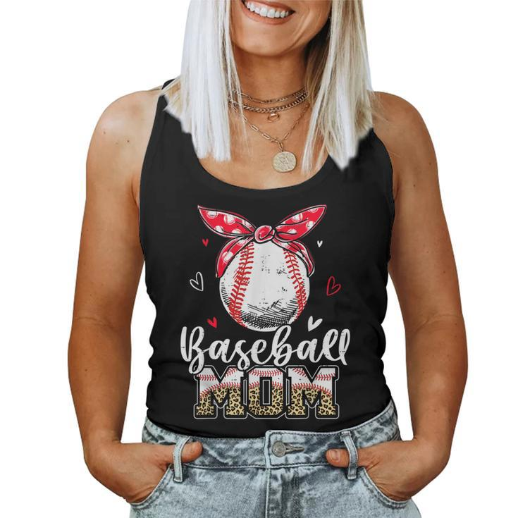 Leopard Baseball Mom Headband Baseball Ball Mama Women Tank Top