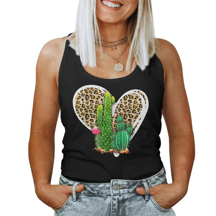 Leopard Heart Cactus Valentines Day For Women Women Tank Top