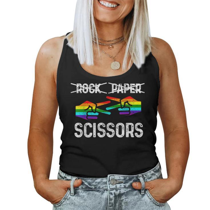 Lesbian Pride Rock Paper Scissors Lgbtq Rainbow Flag Women Tank Top
