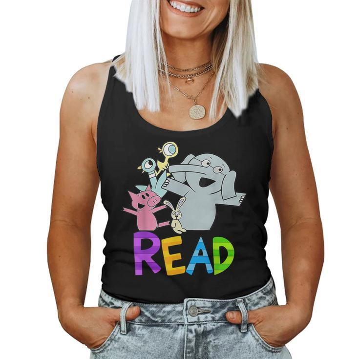 Library Teacher Read Book Club Piggie Elephant Pigeons Women Tank Top