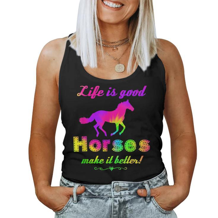 Life Is Good Horses Make It Better Horse Equestrian Women Tank Top