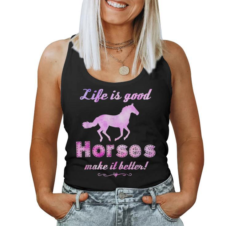 Life Is Good Horses Make It Better Horse Equestrian Women Tank Top