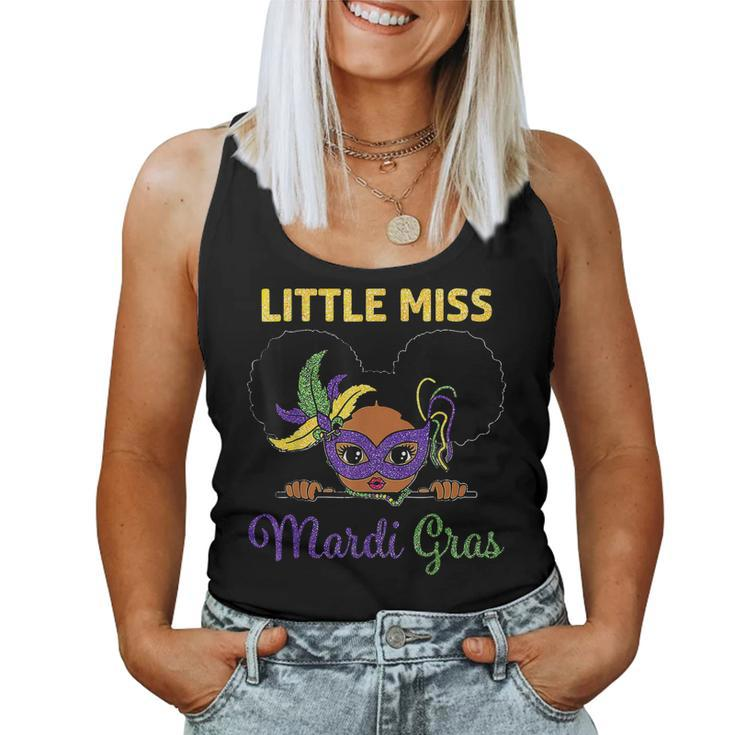 Little Miss Mardi Gras Face Melanin Kids Toddler  Women Tank Top Basic Casual Daily Weekend Graphic