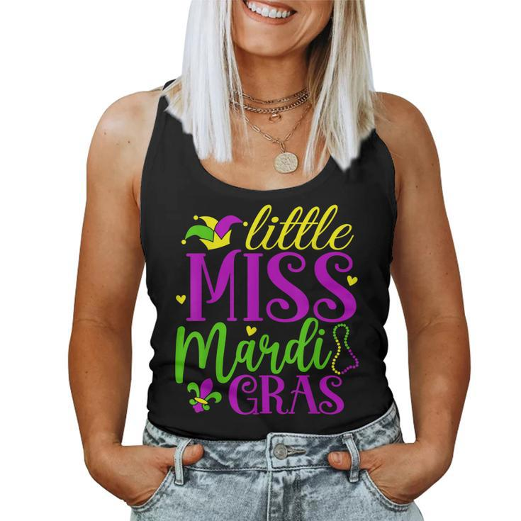 Little Miss Mardi Gras Funny Mardi Gras 2023  Women Tank Top Basic Casual Daily Weekend Graphic