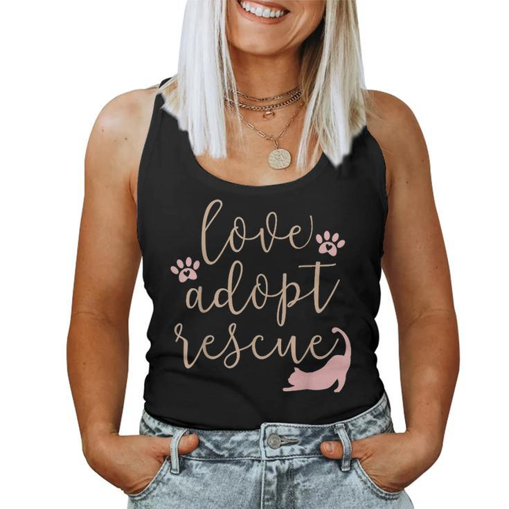 Love Adopt Rescue Cat Pet Owner Rescue Mom Or Dad Women Tank Top Basic Casual Daily Weekend Graphic