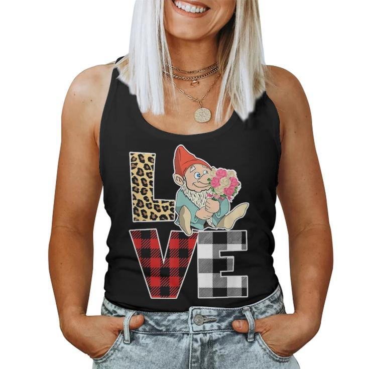 Love Gnome Flower Leopard Buffalo Plaid Mother Day Women Women Tank Top Basic Casual Daily Weekend Graphic