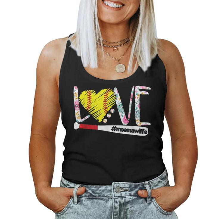 Love Meemaw Life Softball Gift Mother Day Women Tank Top Basic Casual Daily Weekend Graphic