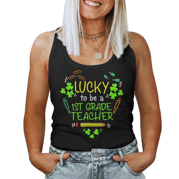 Lucky To Be A 1St Grade Teacher Shamrock St Patricks Day  Women Tank Top Basic Casual Daily Weekend Graphic
