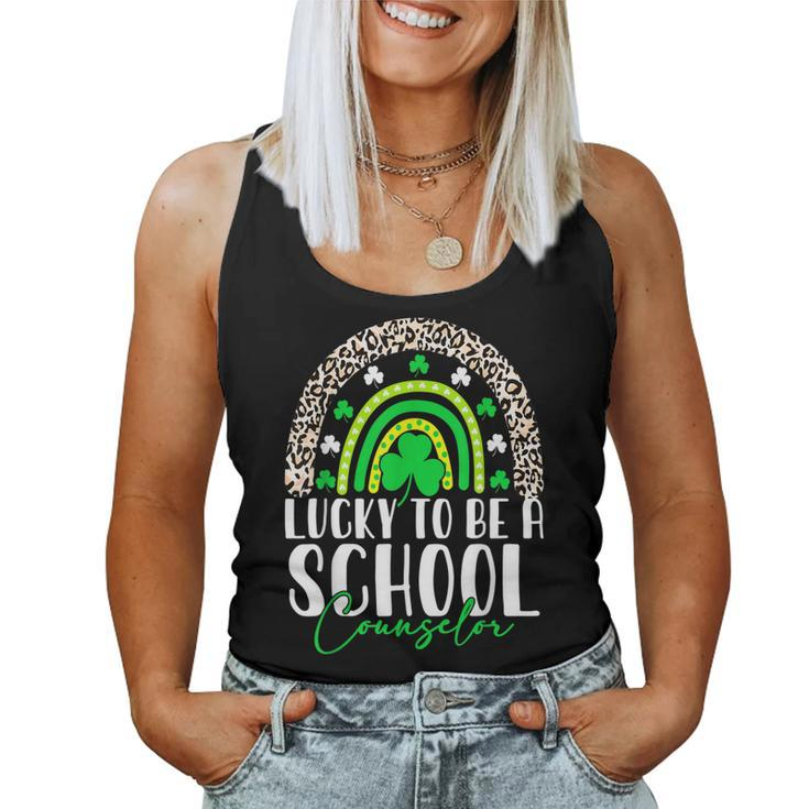 Lucky To Be A School Counselor Rainbow St Patricks Day  Women Tank Top Basic Casual Daily Weekend Graphic
