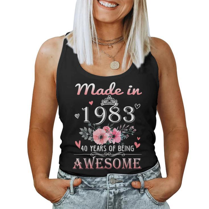 Made In 1983 Floral 40 Year Old 40Th Birthday Women Women Tank Top