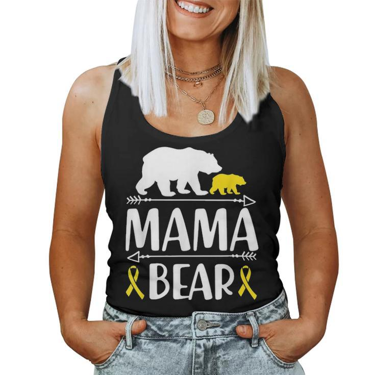 Mama Bear Childhood Cancer Awareness Gift Mom Of A Warrior Women Tank Top Basic Casual Daily Weekend Graphic