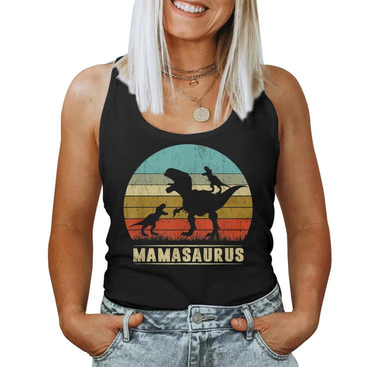 Mama Dinosaur Mamasaurus 2 Two Kids Family Christmas Women Tank Top