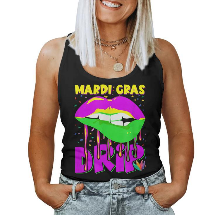 Mardi Gras Drip Lips Outfit Costume Women Women Tank Top Basic Casual Daily Weekend Graphic