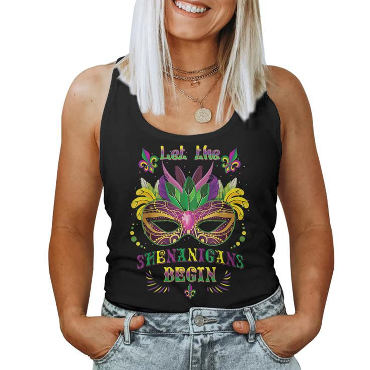 Mardi Gras Mask Costume Let The Shenanigans Begin Womens  V4 Women Tank Top Basic Casual Daily Weekend Graphic