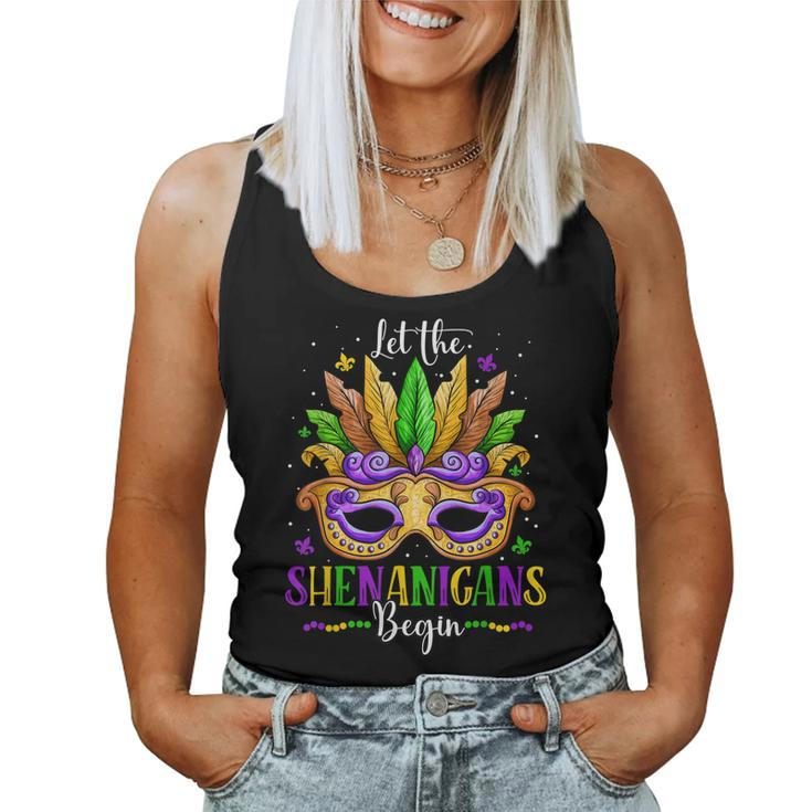 Mardi Gras Mask Costume Let The Shenanigans Begin Womens  V5 Women Tank Top Basic Casual Daily Weekend Graphic
