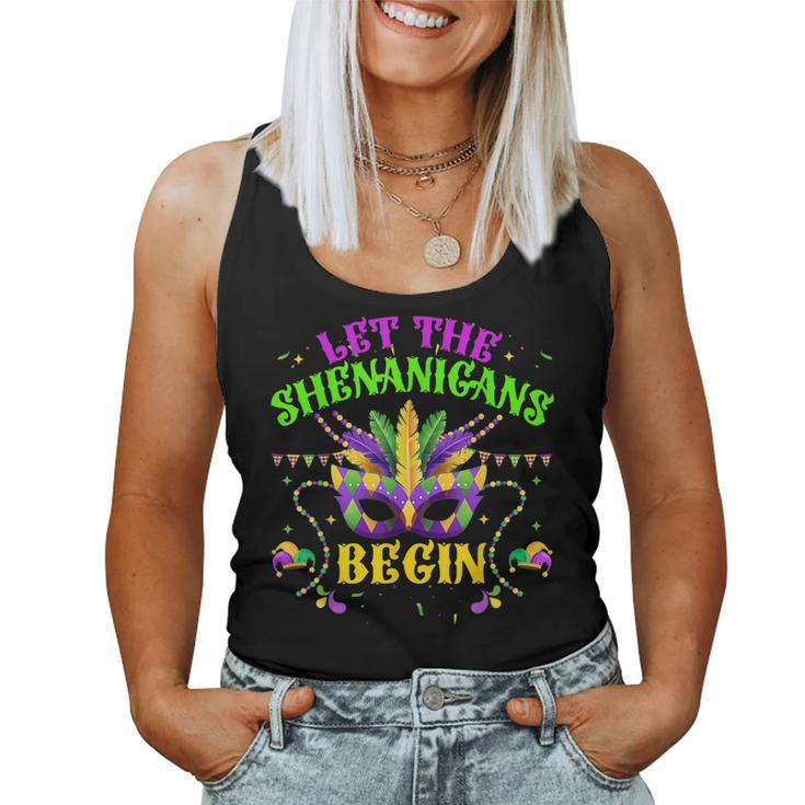 Mardi Gras Mask Costume Let The Shenanigans Begin Womens  V7 Women Tank Top Basic Casual Daily Weekend Graphic