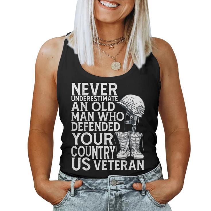 Mens Army Veteran For Proud Veteran Grandpa  Dad From Daughter  Women Tank Top Basic Casual Daily Weekend Graphic