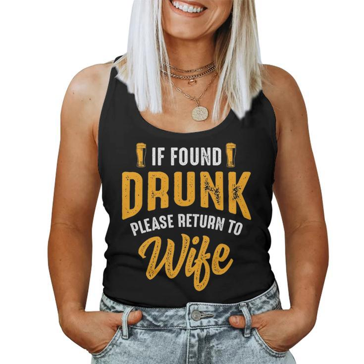 Mens If Found Drunk Please Return To Wife Couples Funny Party Women Tank Top Basic Casual Daily Weekend Graphic