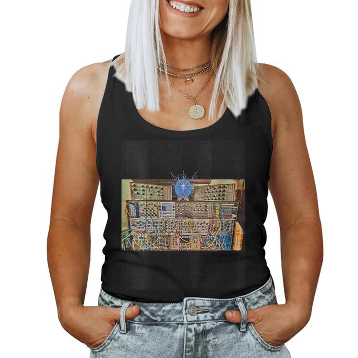 Womens Modular Synth Abstract On Black Background Women Tank Top