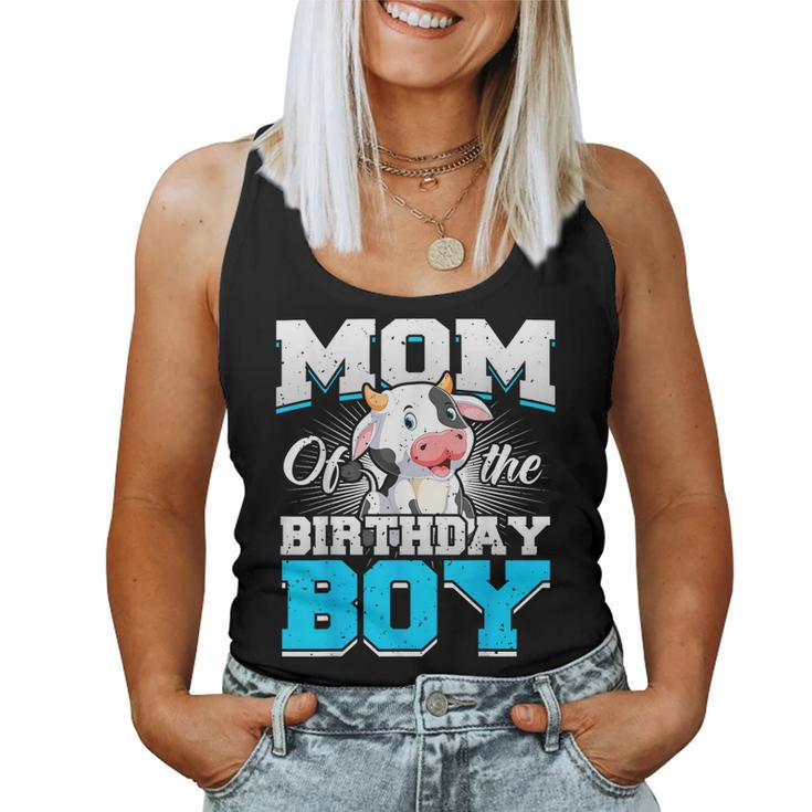 Mom Of The Birthday Boy Cow Farm Birthday Party Women Tank Top