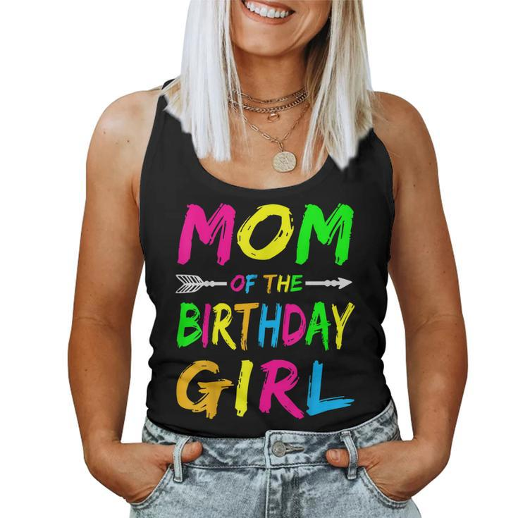 Mom Of The Birthday Girl Glows Retro 80S Party Glow Women Tank Top