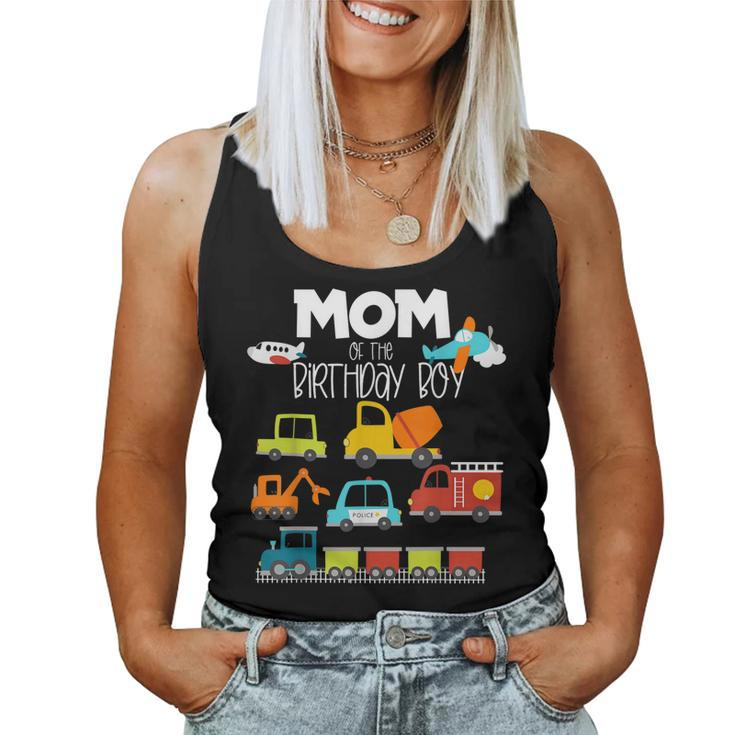 Mom Of The Birthday Boy Family Matching Train Car Fire Truck  Women Tank Top Basic Casual Daily Weekend Graphic