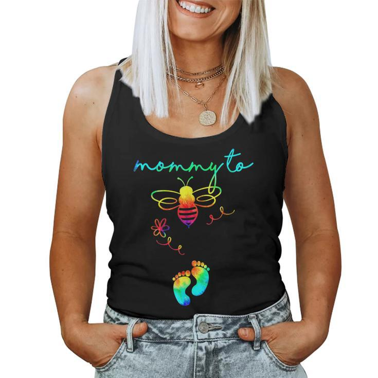 Mommy To Bee Tie Dye Pregnancy Announcement First Time Mom Women Tank Top
