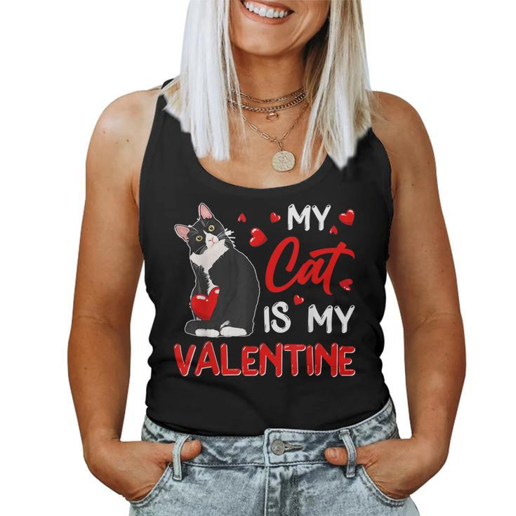 My Cat Is My Valentine Cute Valentines Day Cat Dad Cat Mom  Women Tank Top Basic Casual Daily Weekend Graphic