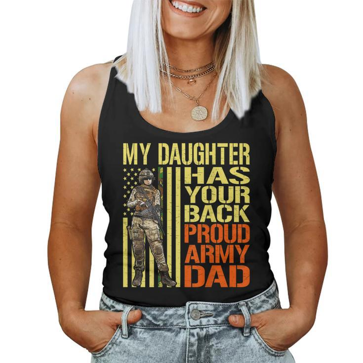 My Daughter Has Your Back  Military Proud Army Dad Gift Women Tank Top Basic Casual Daily Weekend Graphic