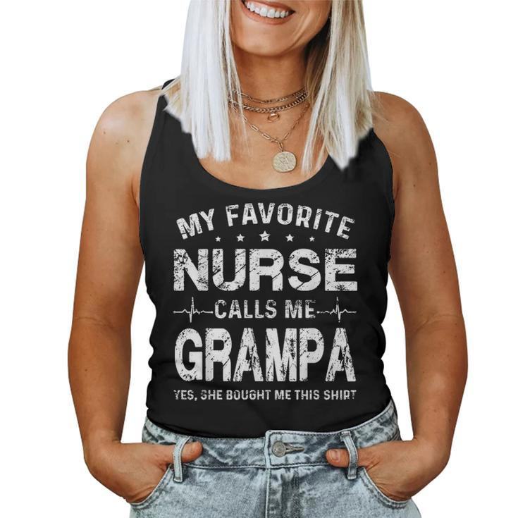 My Favorite Nurse Calls Me Grampa Fathers Day Gift Women Tank Top Basic Casual Daily Weekend Graphic