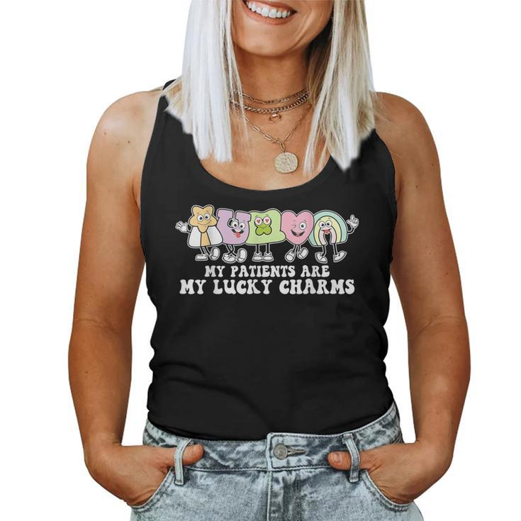 My Patients Are My Lucky Charms St Patricks Day Nurse Squad  V2 Women Tank Top Basic Casual Daily Weekend Graphic