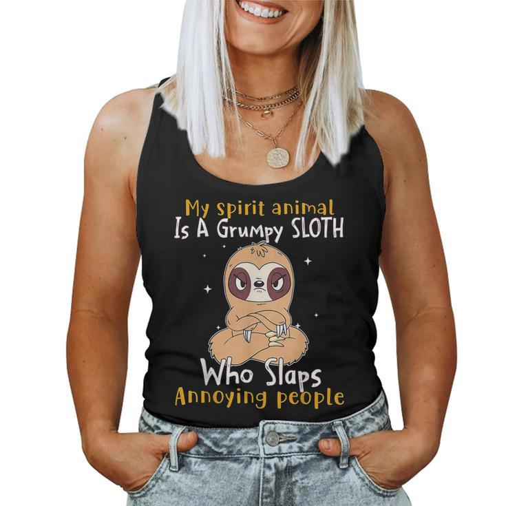 My Spirit Animal Is A Grumpy Sloth Who Slaps People  Women Tank Top Basic Casual Daily Weekend Graphic