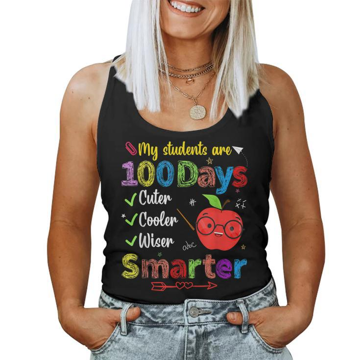 My Students Are 100 Days Smarter Cuter Cooler Wiser Teachers  V2 Women Tank Top Basic Casual Daily Weekend Graphic