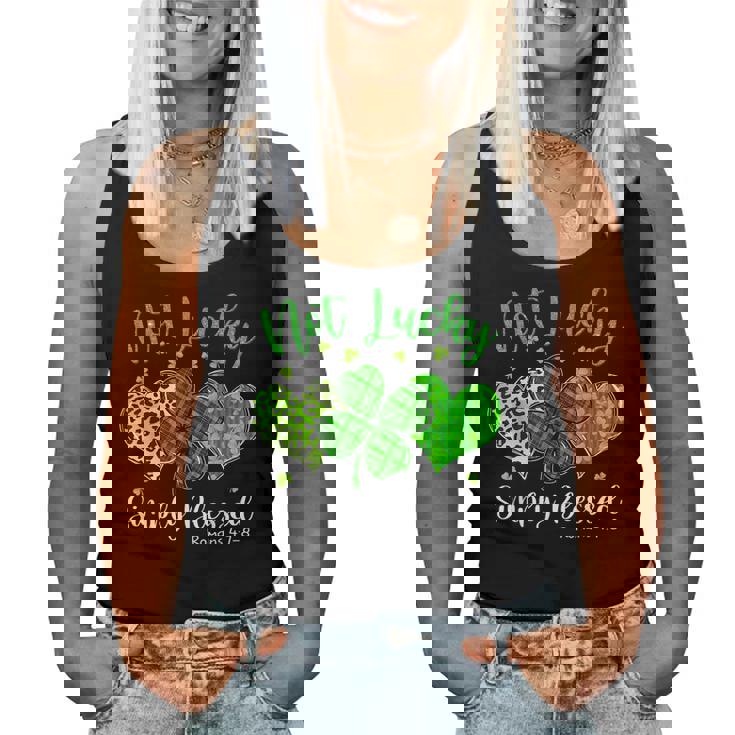 Not Lucky Simply Blessed Christian Shamrock St Patricks Day Women Tank Top