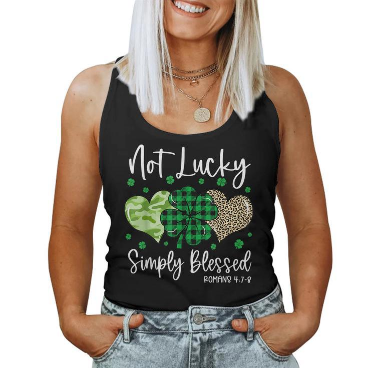 Not Lucky Simply Blessed Christian St Patricks Day Irish  Women Tank Top Basic Casual Daily Weekend Graphic