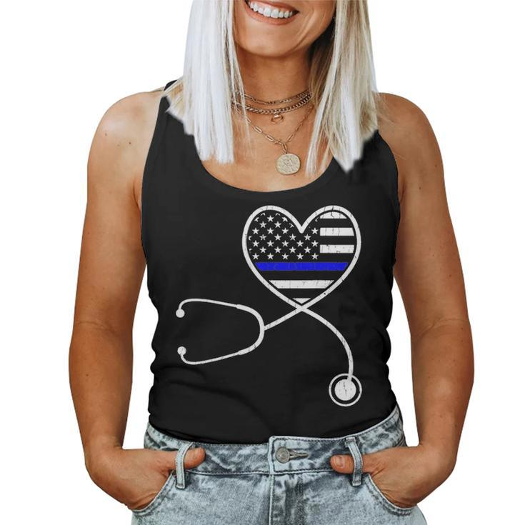 Nurse Life Police Wife The Thin Blue Line Family Women Tank Top Basic Casual Daily Weekend Graphic