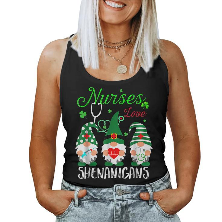 Nurses Love Shenanigans Funny Gnomes Nurse St Patricks Day  V6 Women Tank Top Basic Casual Daily Weekend Graphic