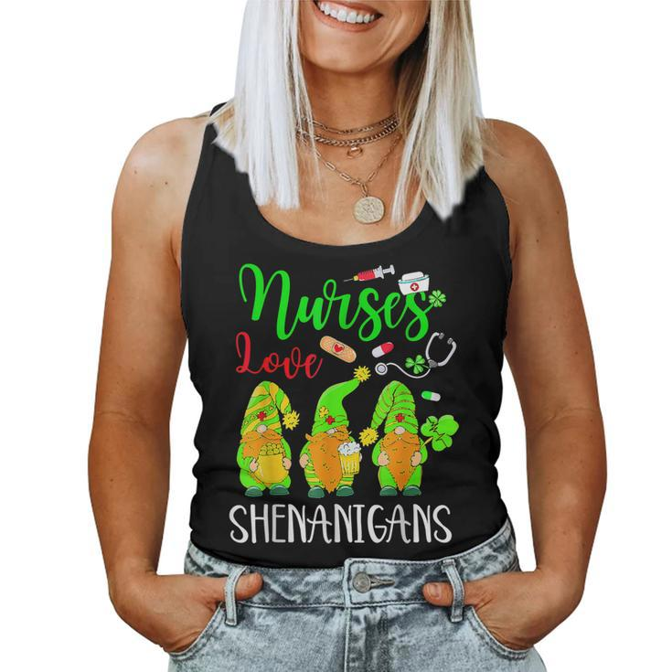 Nurses Love Shenanigans Funny Gnomes Nurse St Patricks Day  V7 Women Tank Top Basic Casual Daily Weekend Graphic