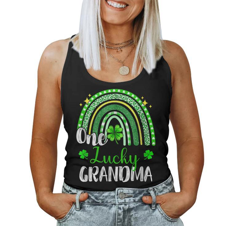 One Lucky Grandma Leopard Print Rainbow St Patricks Day  Women Tank Top Basic Casual Daily Weekend Graphic