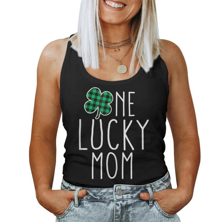 One Lucky Mom Plaid Lucky Mama Funny St Patricks Day Mom  Women Tank Top Basic Casual Daily Weekend Graphic