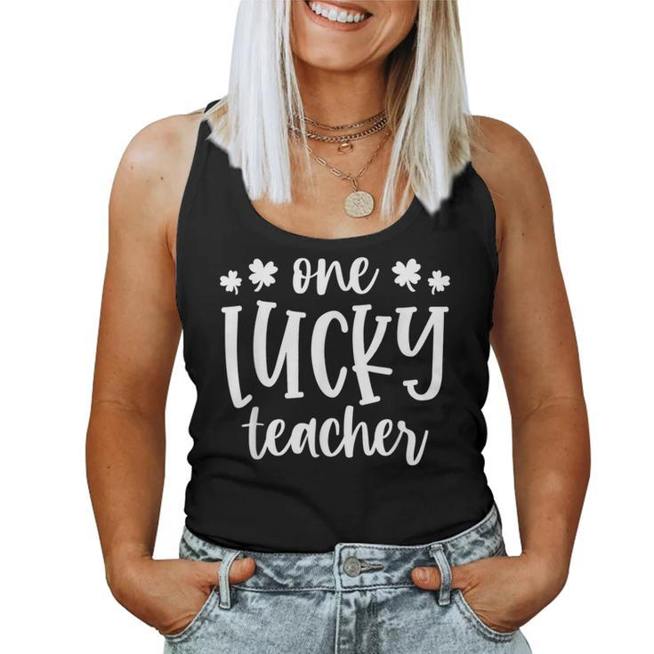One Lucky Teacher Shamrock St Patricks Day Funny School  Women Tank Top Basic Casual Daily Weekend Graphic