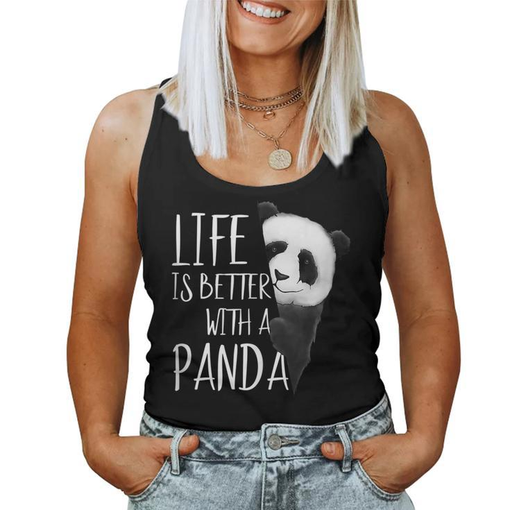 Panda Lovers Life Is Better With A Panda Bear Women Tank Top Basic Casual Daily Weekend Graphic