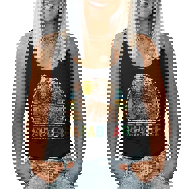 Papa Beer Beer Loving Wildlife Vintage Papa Bear Dad Women Tank Top