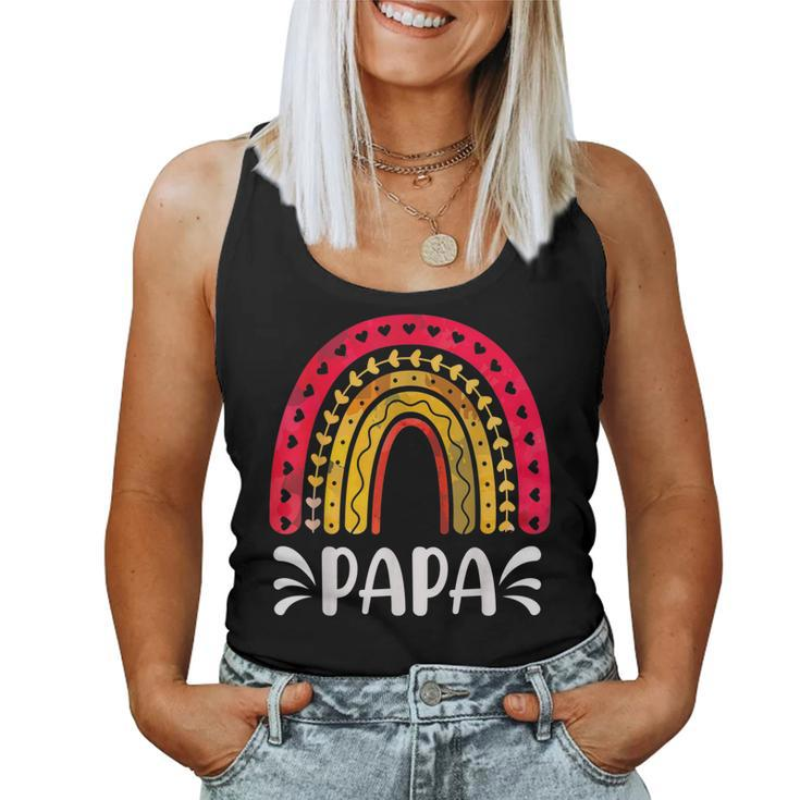 Papa For Dad Family Rainbow Graphic Women Tank Top